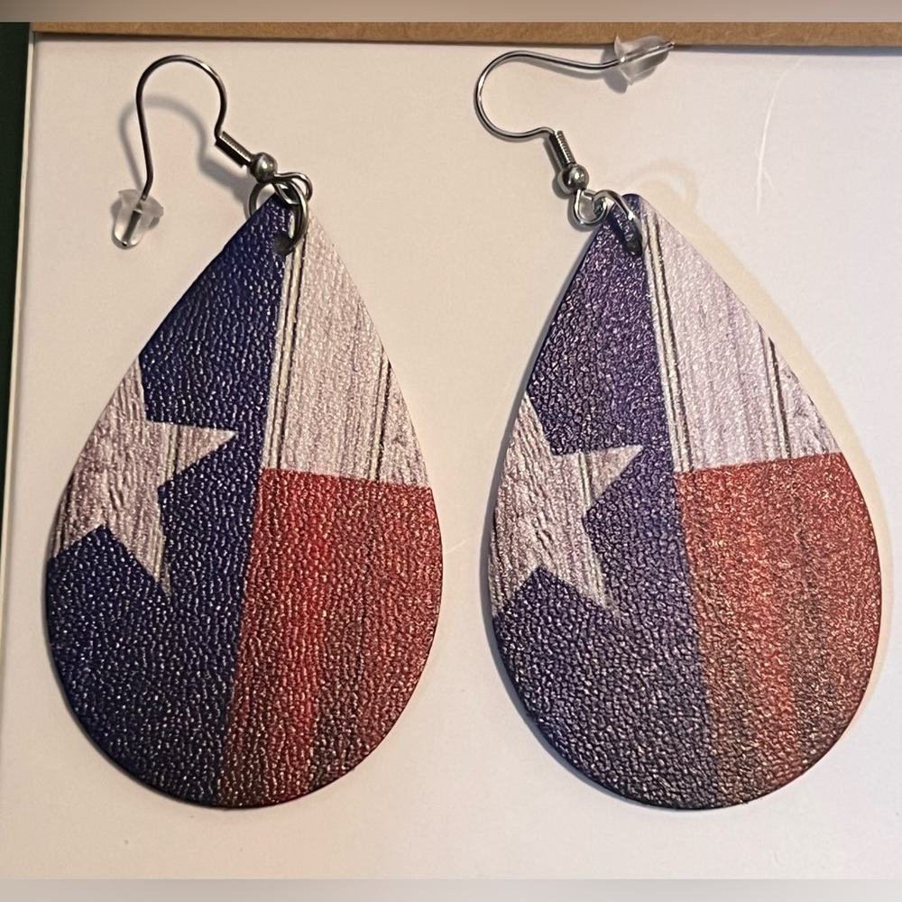 🔵Texas Flag Teardrop Earrings handcrafted